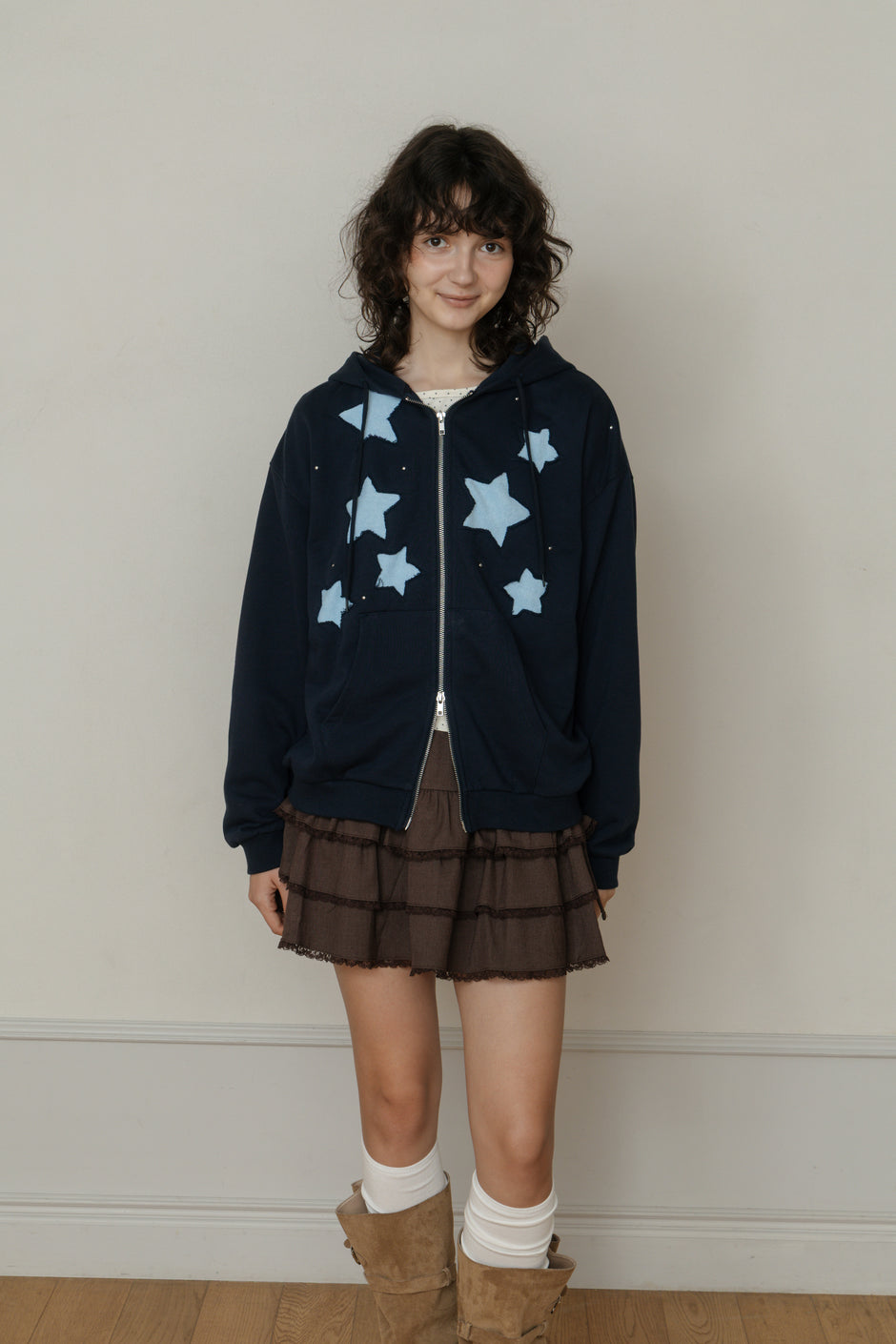 Star Patchwork Zip Hoodie