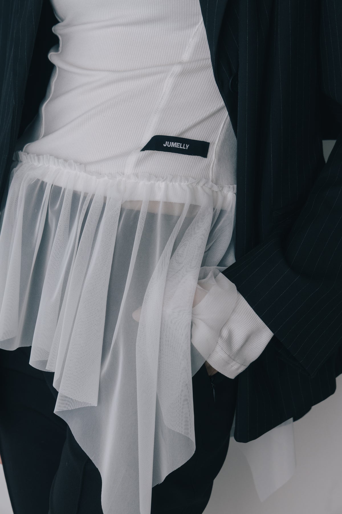 Tulle Peplum Rib Knit