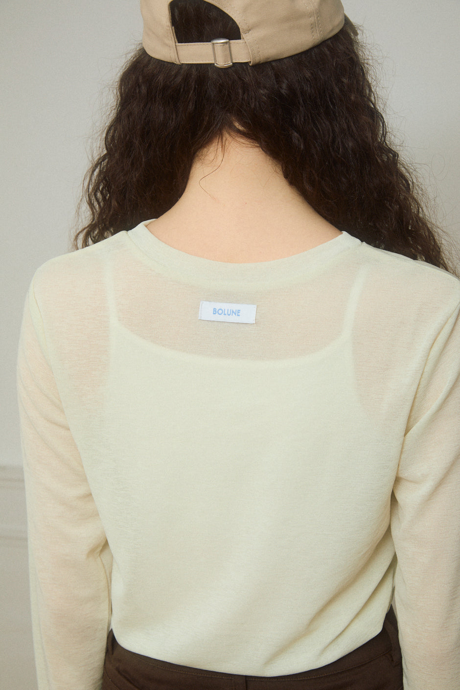 Basic Sheer Color Long-Sleeve T-Shirt