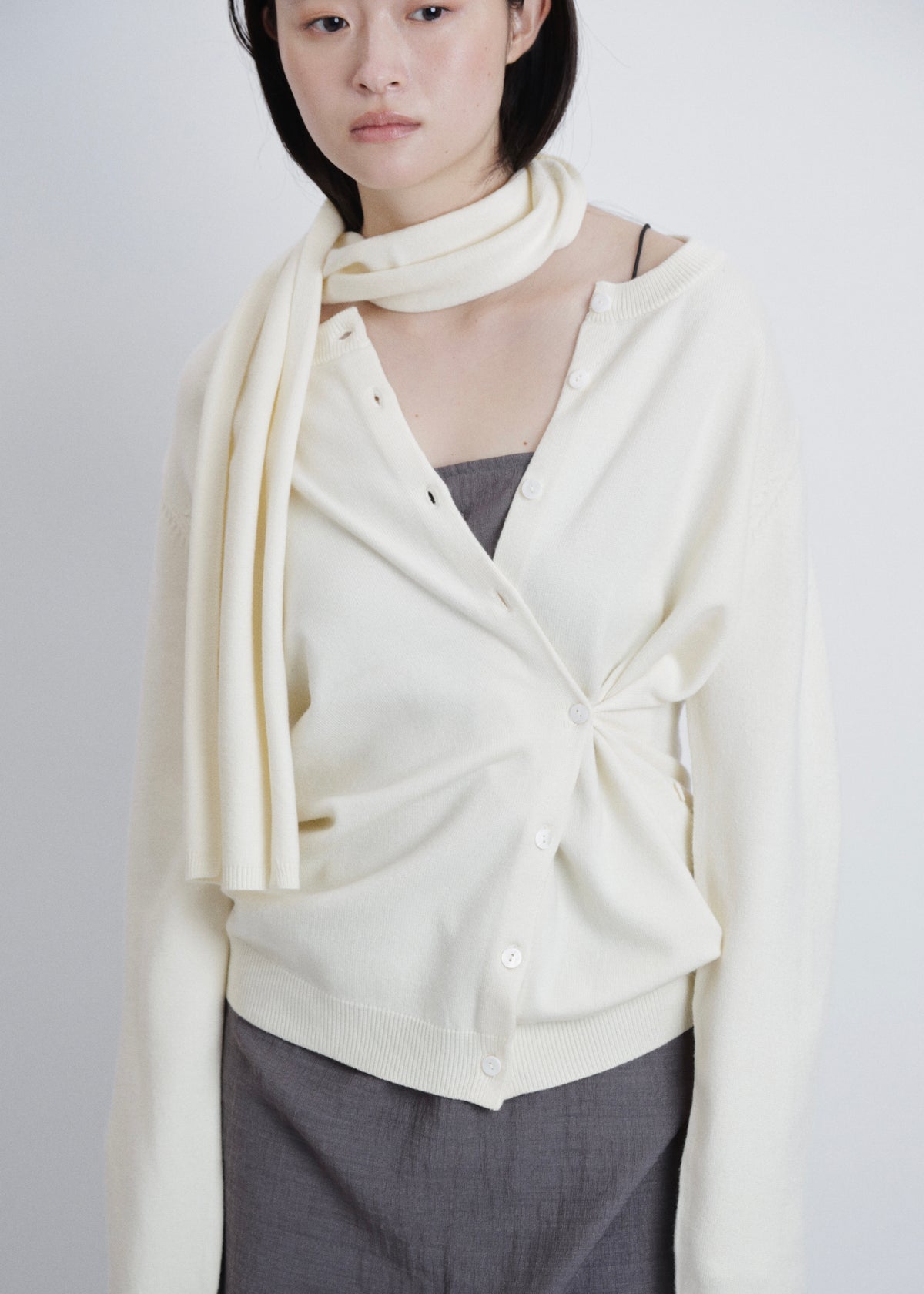 【先行】Wrap Knit Cardigan with Scarf ※10月中旬より順次配送