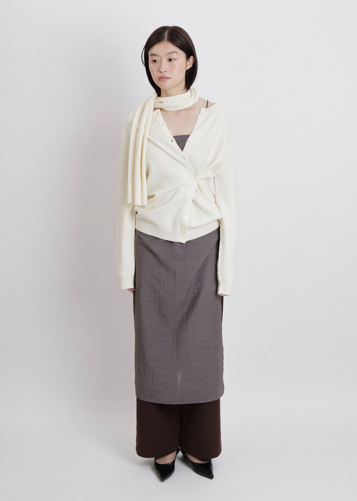 【先行】Wrap Knit Cardigan with Scarf ※10月中旬より順次配送