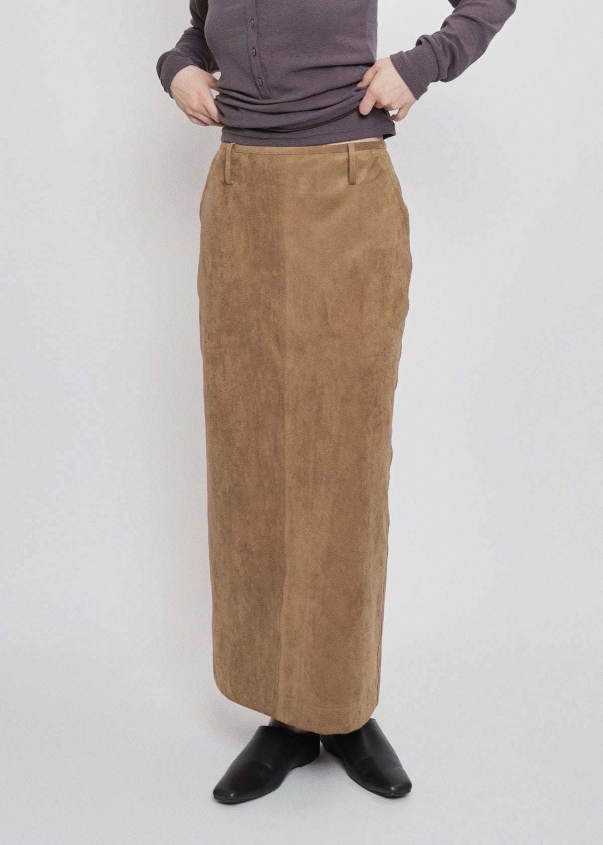 【先行】Faux Suede Maxi Skirt ※10月中旬より順次配送