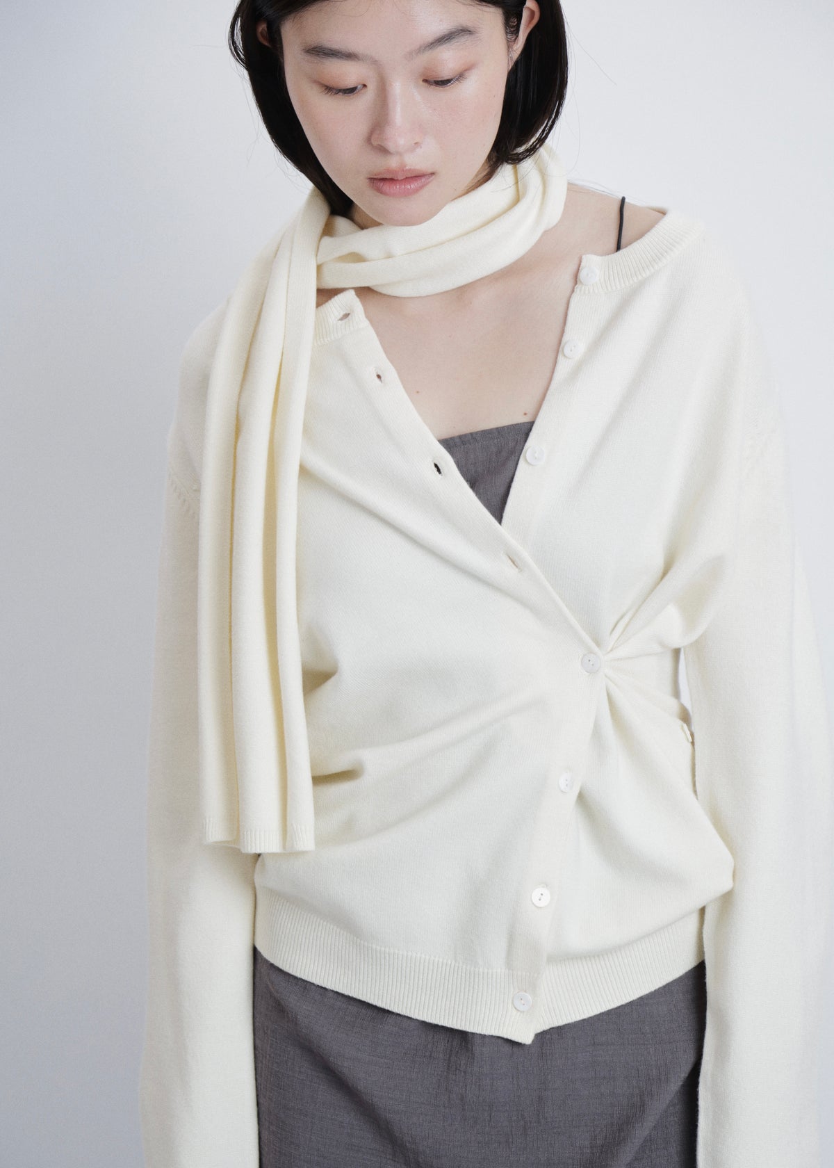 【先行】Wrap Knit Cardigan with Scarf ※10月中旬より順次配送