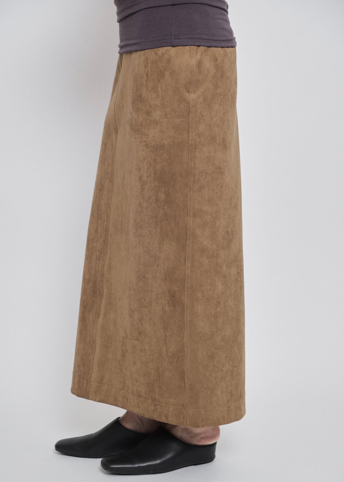 【先行】Faux Suede Maxi Skirt ※10月中旬より順次配送