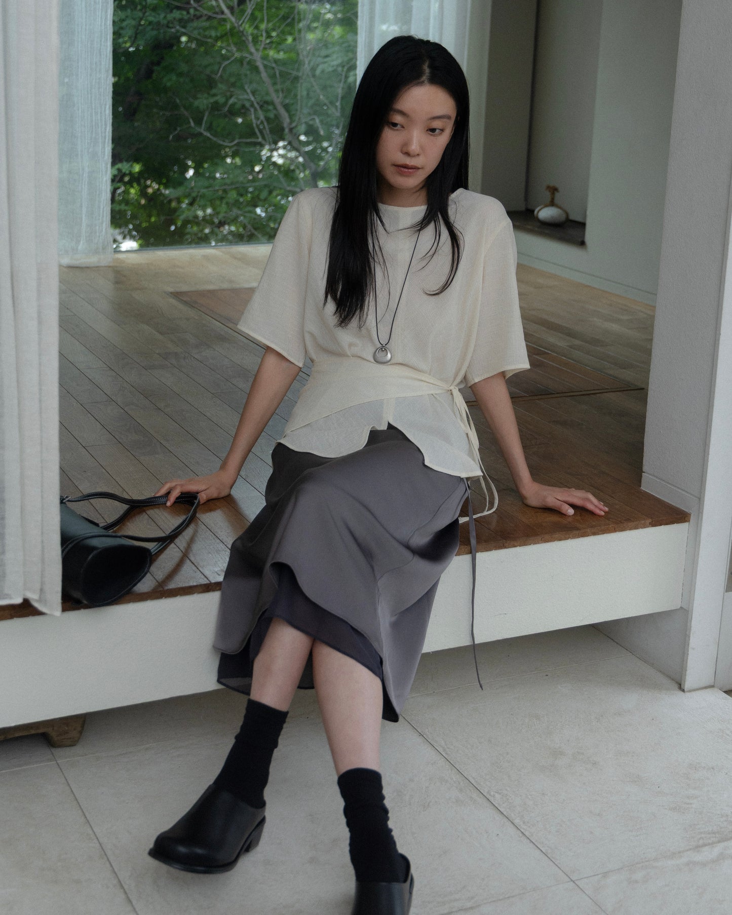 Tie-Waist Satin Skirt（6/26 21:00-）