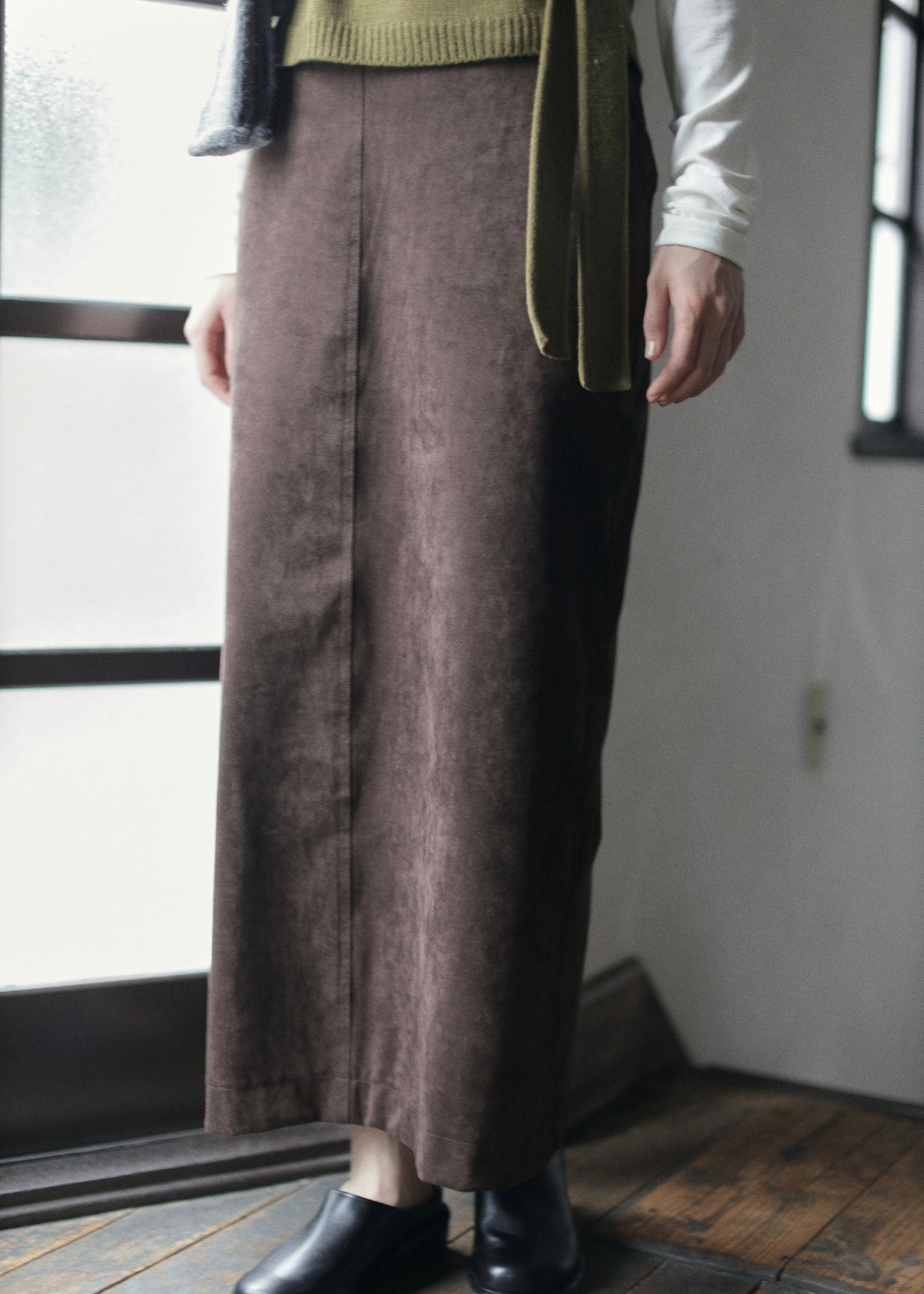【先行】Faux Suede Maxi Skirt ※10月中旬より順次配送