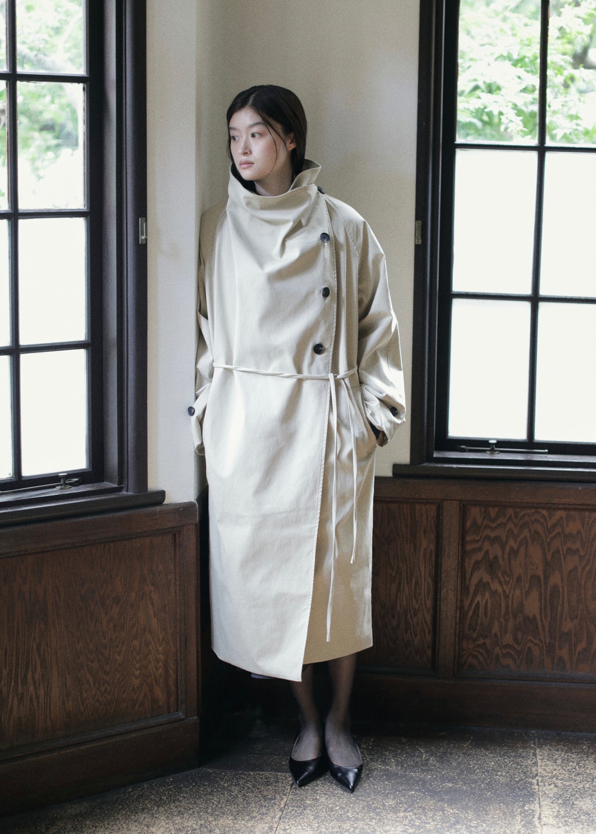 【先行】Funnel-Neck Trench Coat ※10月中旬より順次配送