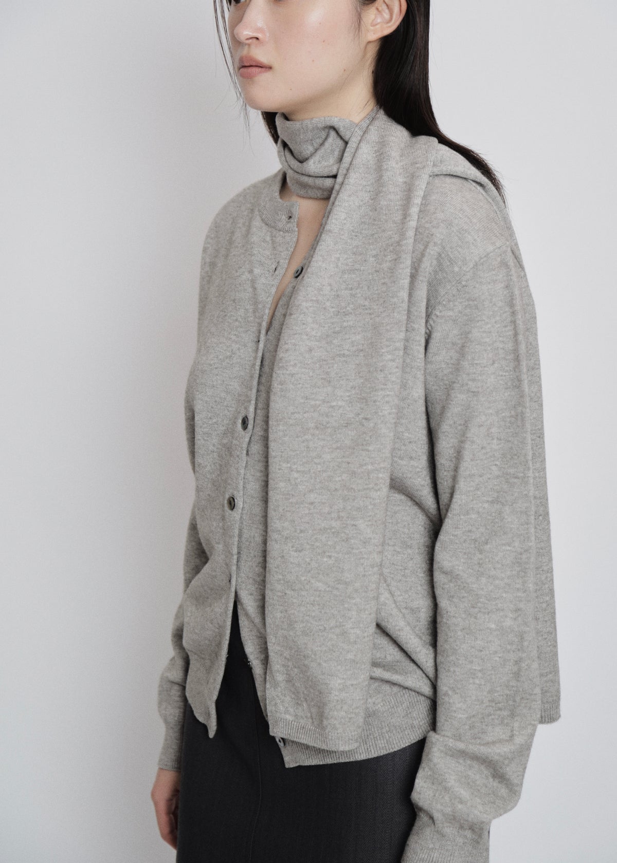 【先行】Wrap Knit Cardigan with Scarf ※10月中旬より順次配送