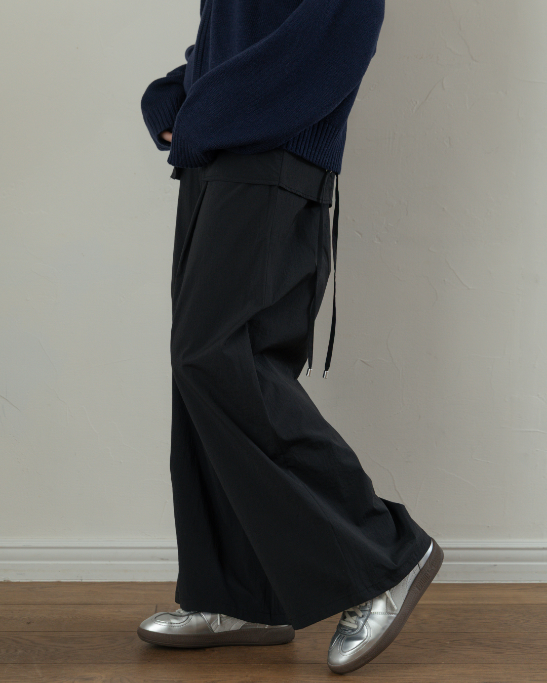 Skirt-Layered Nylon Pants