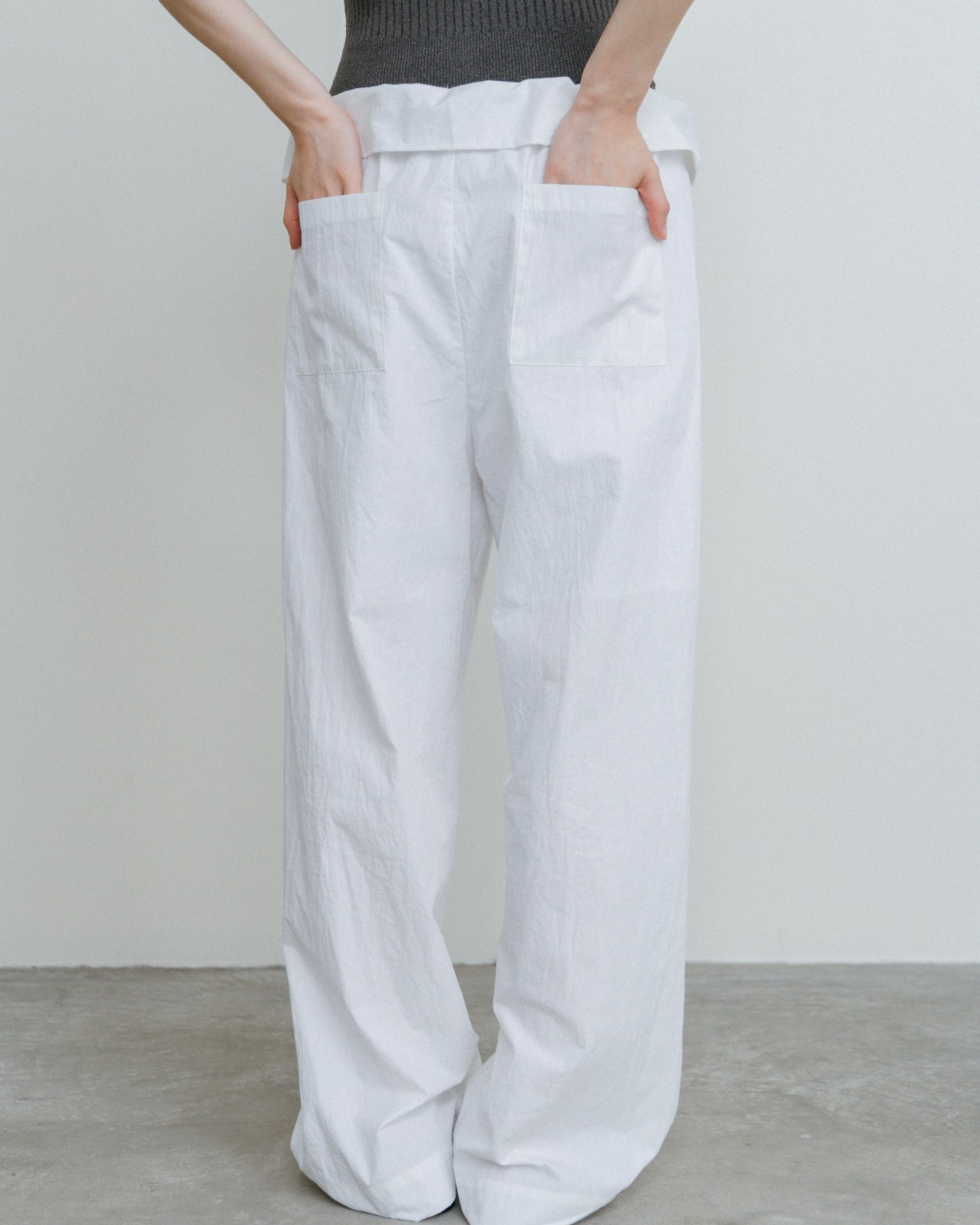 Fold Waist Lowrise Pants