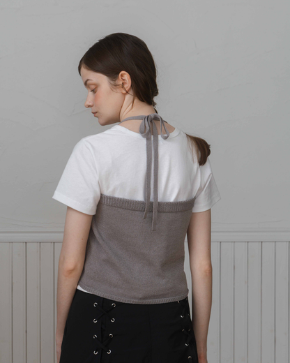 Rosette Halter neck Knit