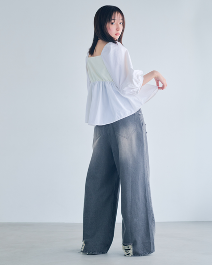 【予約】Square Neck Peplum Tops※6月下旬配送