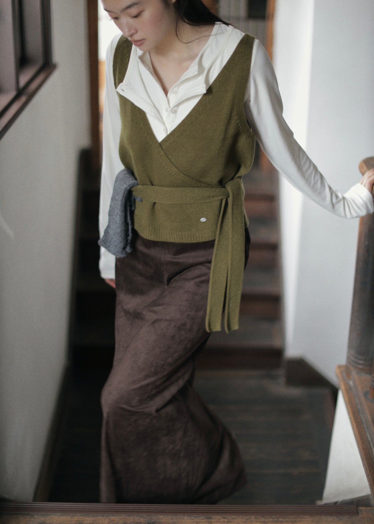 【先行】Faux Suede Maxi Skirt ※10月中旬より順次配送