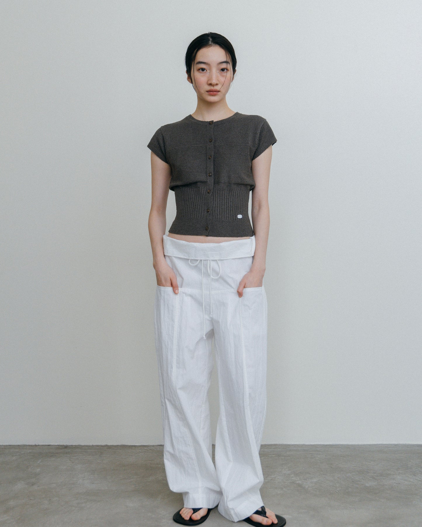 Fold Waist Lowrise Pants