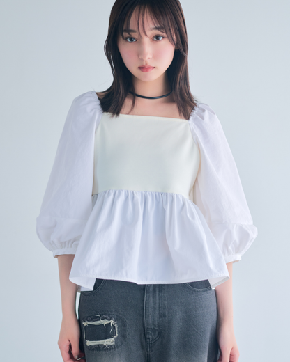 【予約】Square Neck Peplum Tops※6月下旬配送