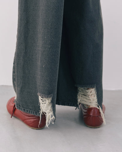 Wide Silhouette Distressed Denim