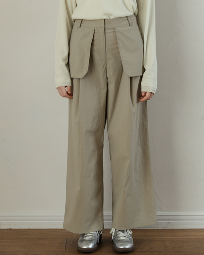 Skirt-Layered Nylon Pants