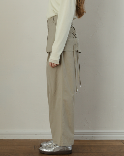 Skirt-Layered Nylon Pants