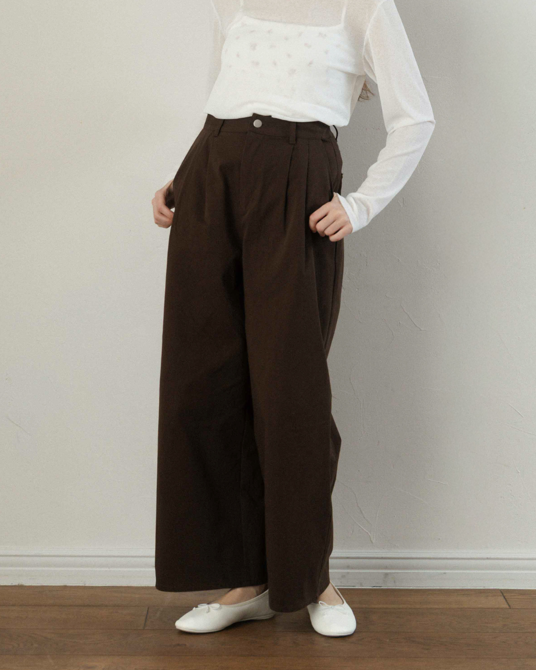 Two-Tuck Studded Twill Pants