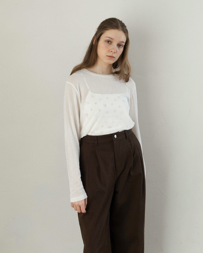 Two-Tuck Studded Twill Pants
