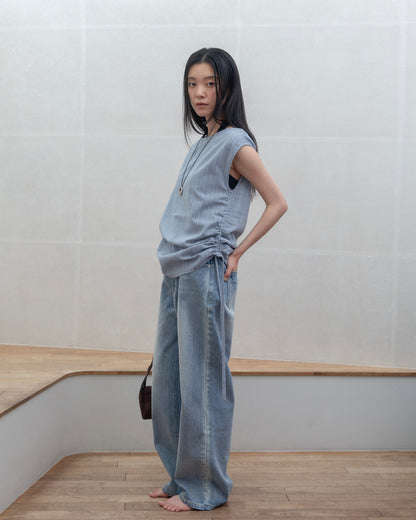Boat Neck Drawstring Top（6/26 21:00-）
