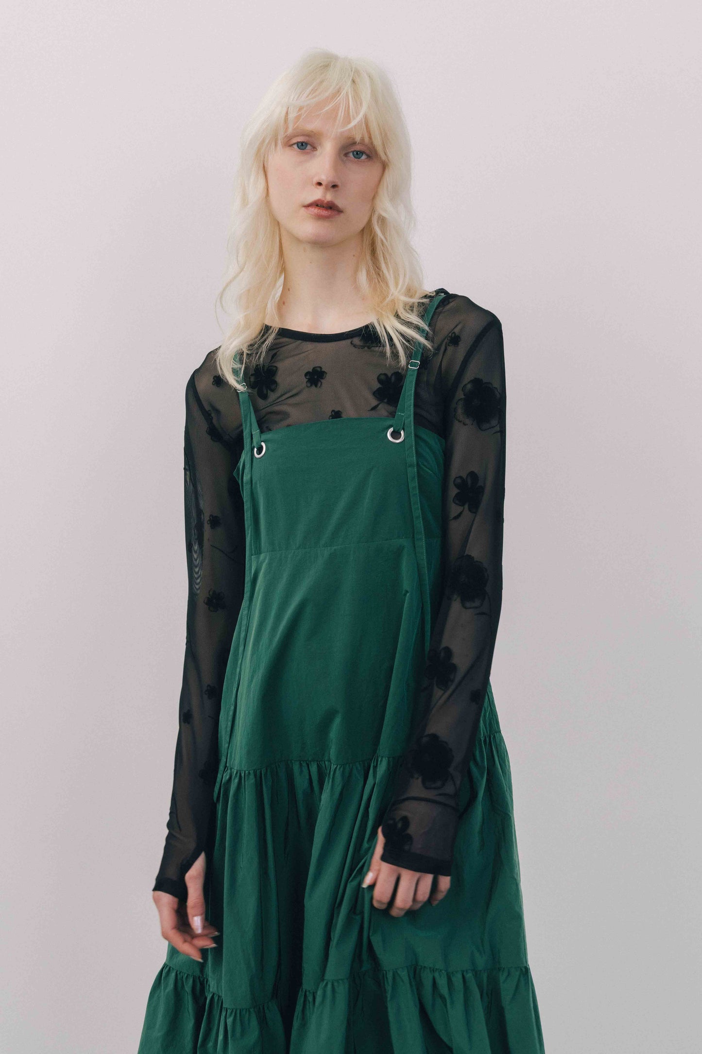 Printed Sheer Tops（beige/blue）