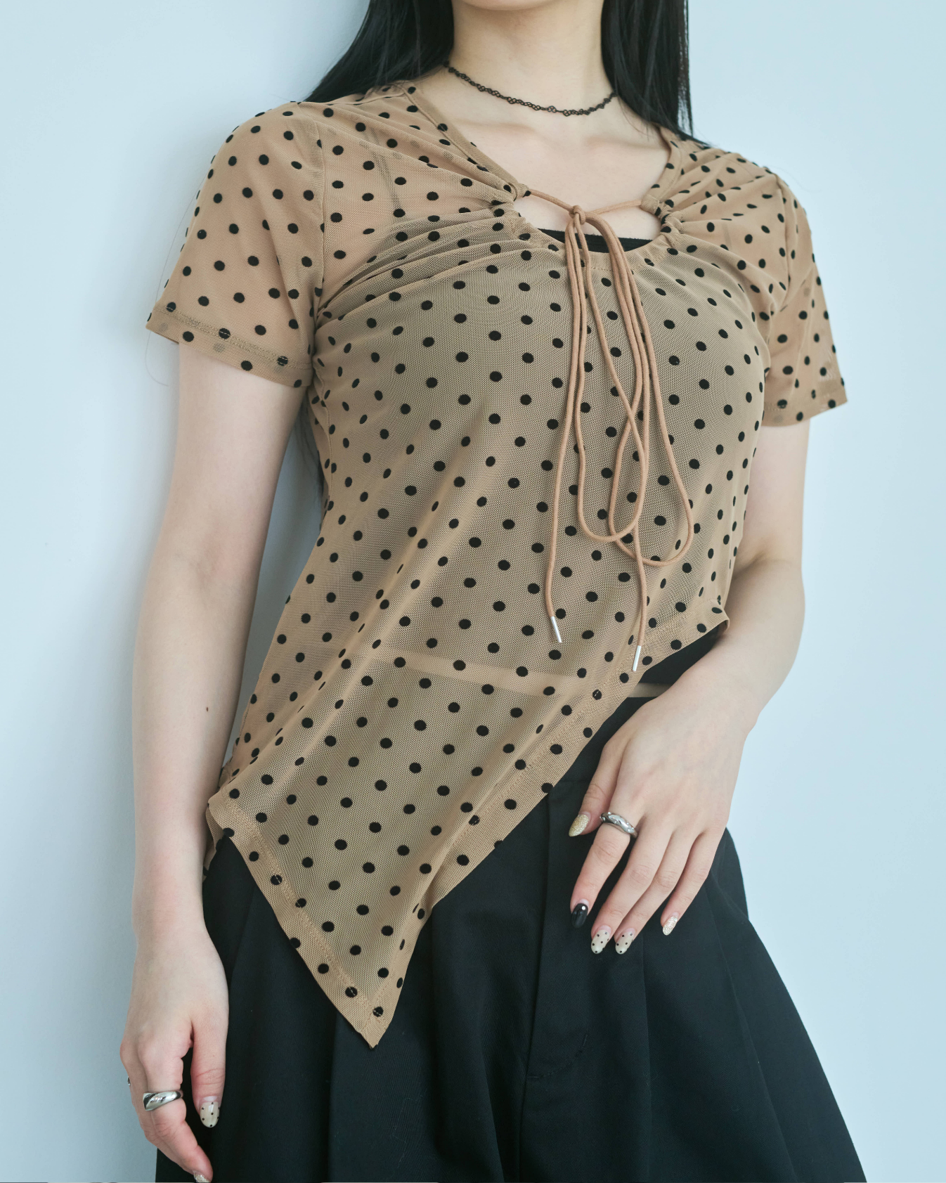 Printed Sheer Short Sleeve Tops