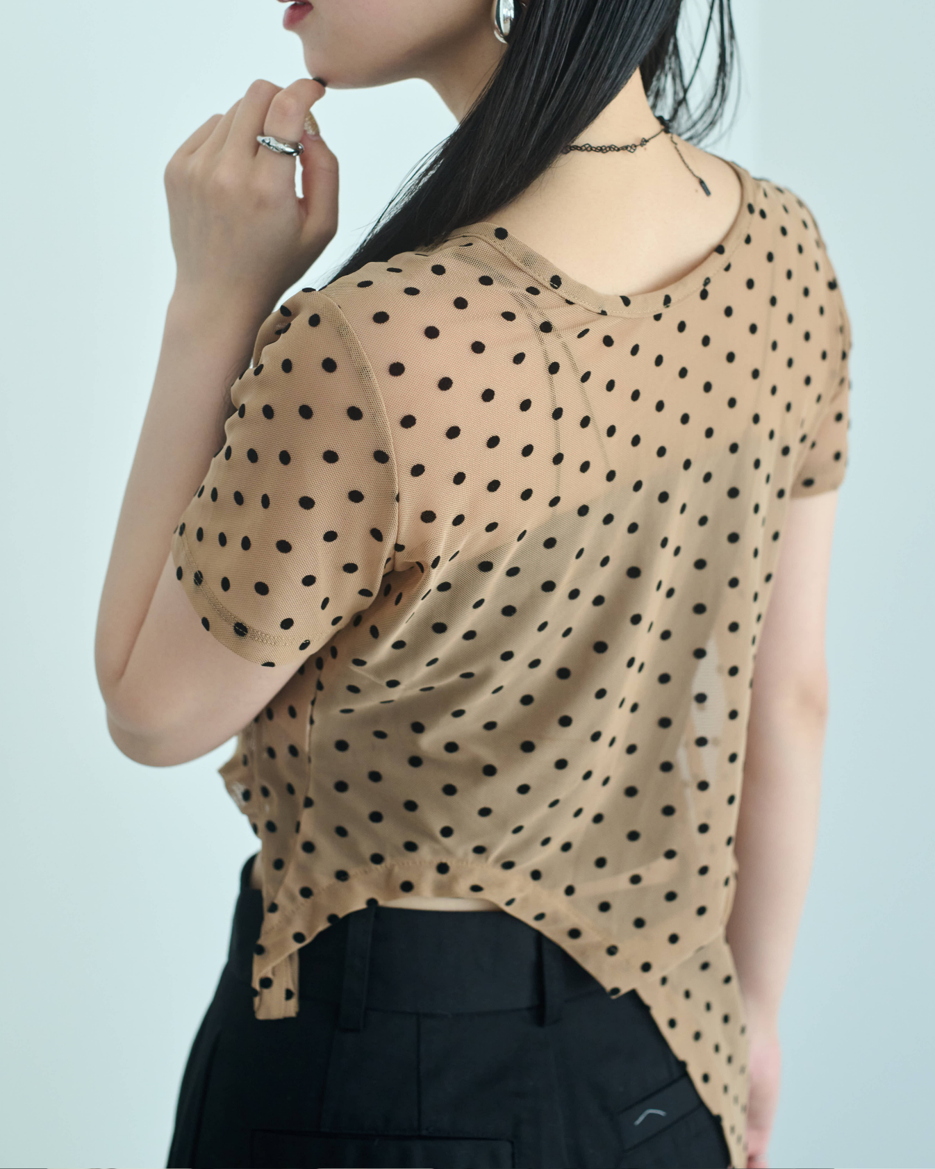 Printed Sheer Short Sleeve Tops