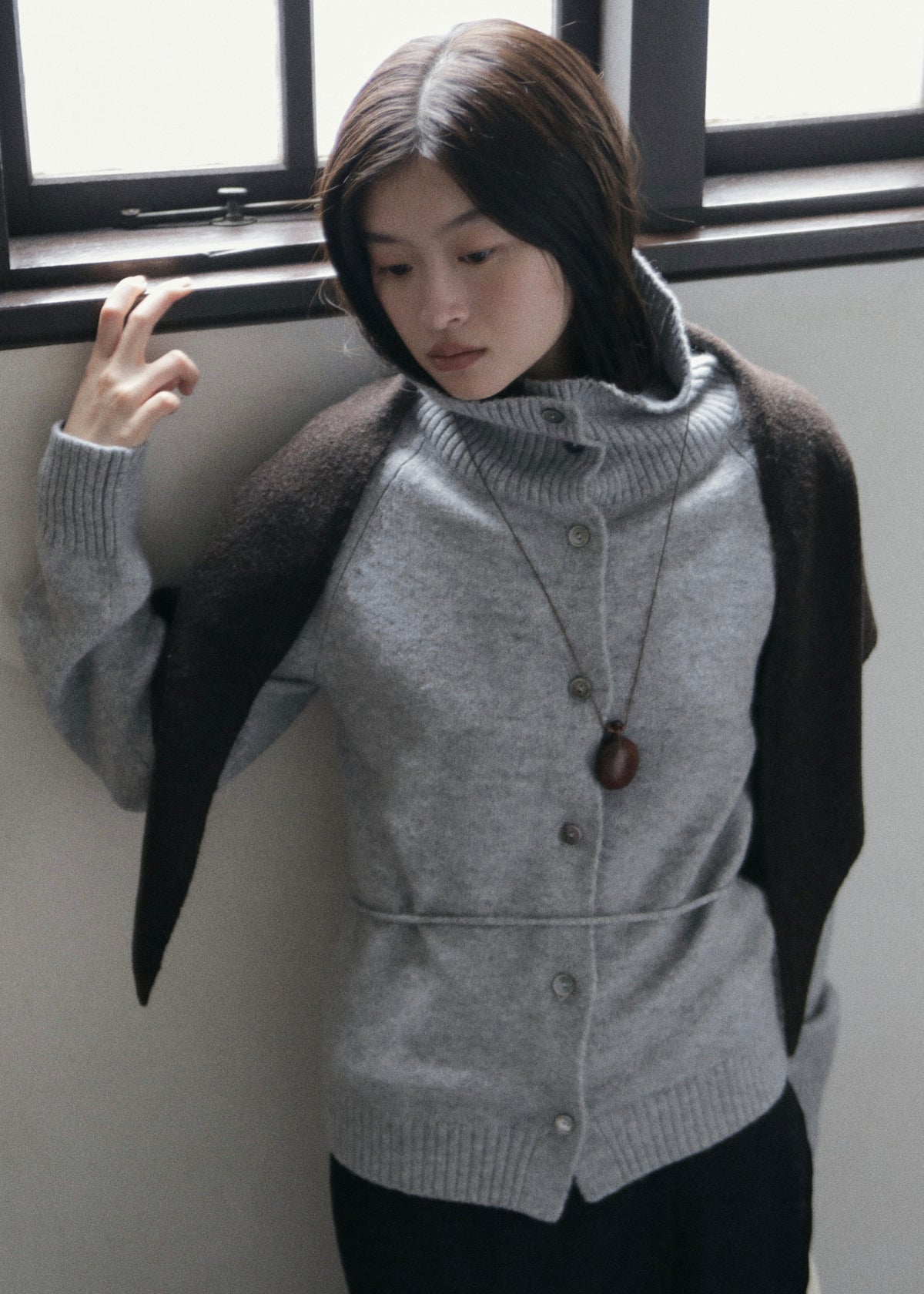 【先行】Tie-Waist High-Neck Cardigan ※10月中旬より順次配送