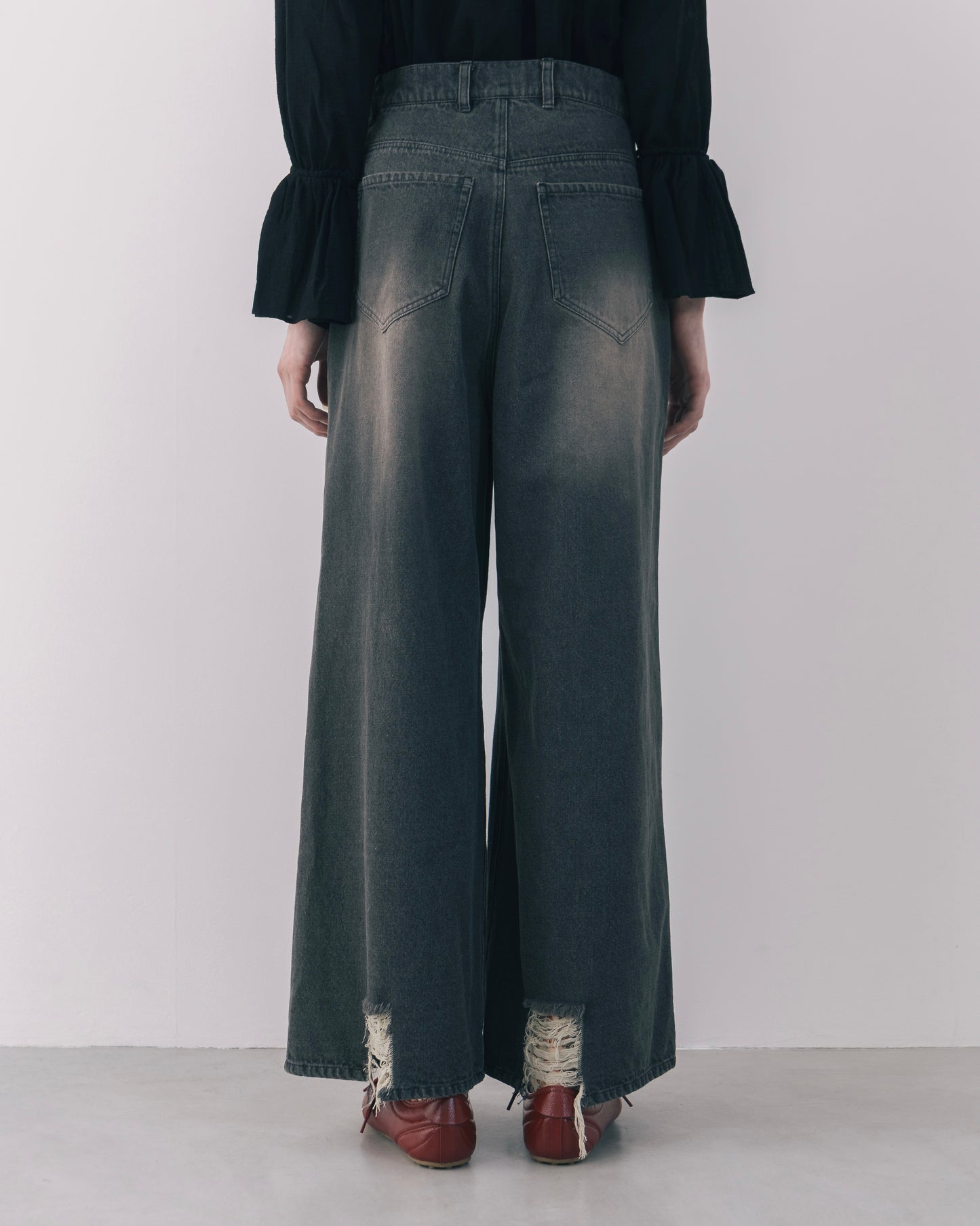 Wide Silhouette Distressed Denim