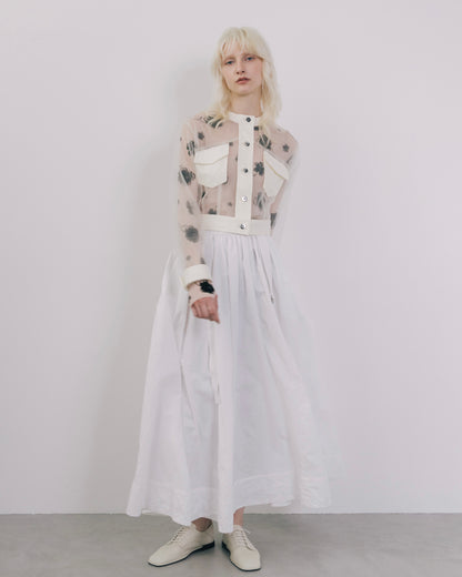 No-Collar Tulle Blouson