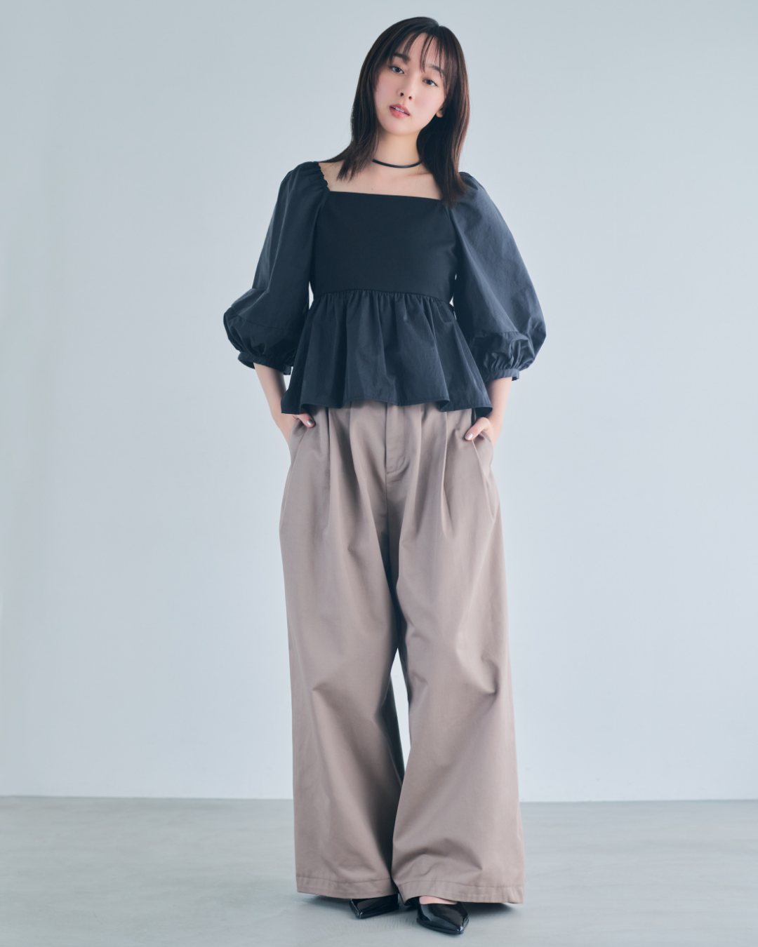 【予約】Square Neck Peplum Tops※6月下旬配送