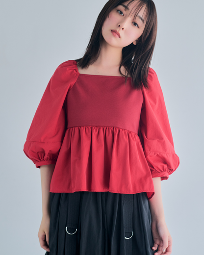 【予約】Square Neck Peplum Tops※6月下旬配送