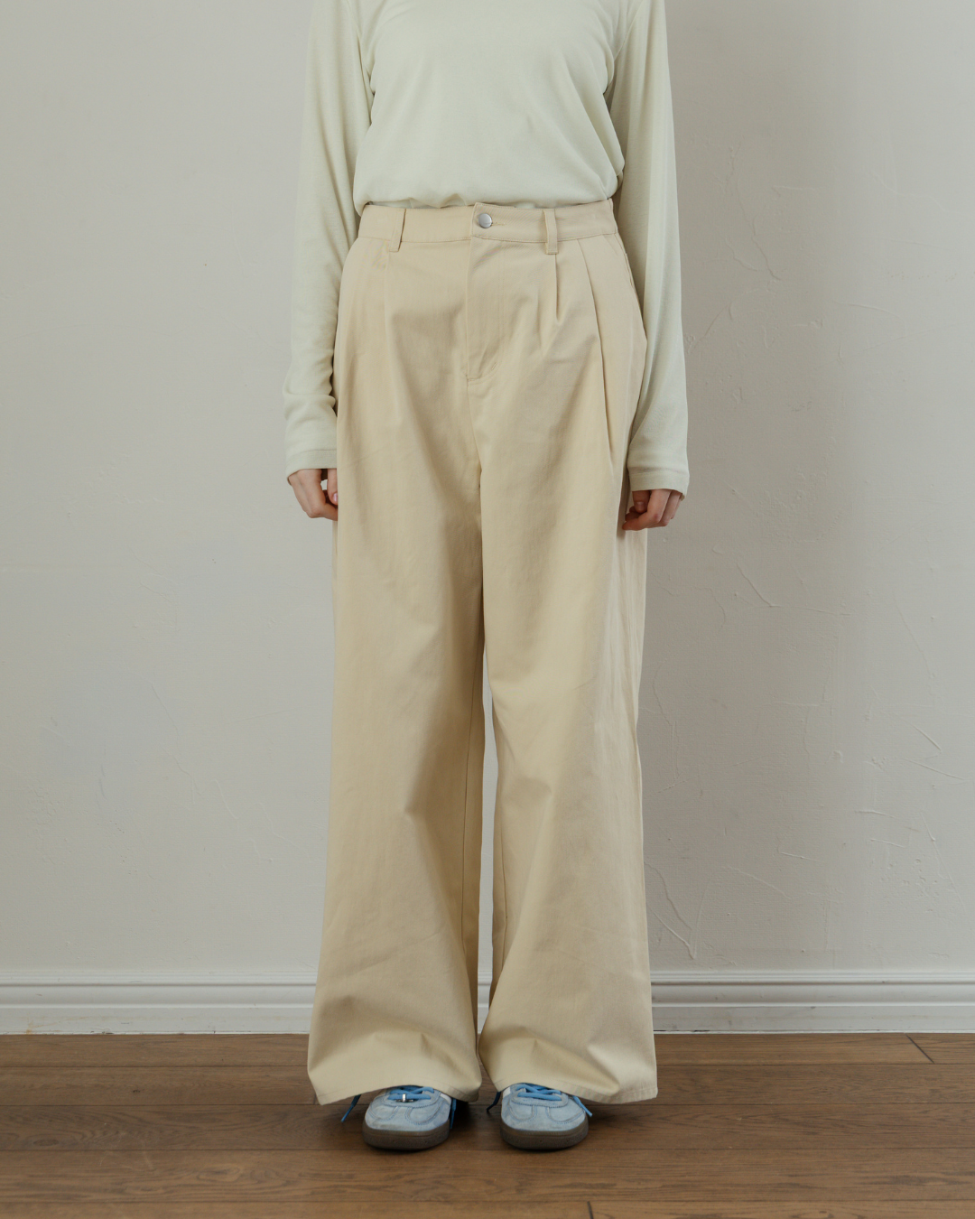 Two-Tuck Studded Twill Pants