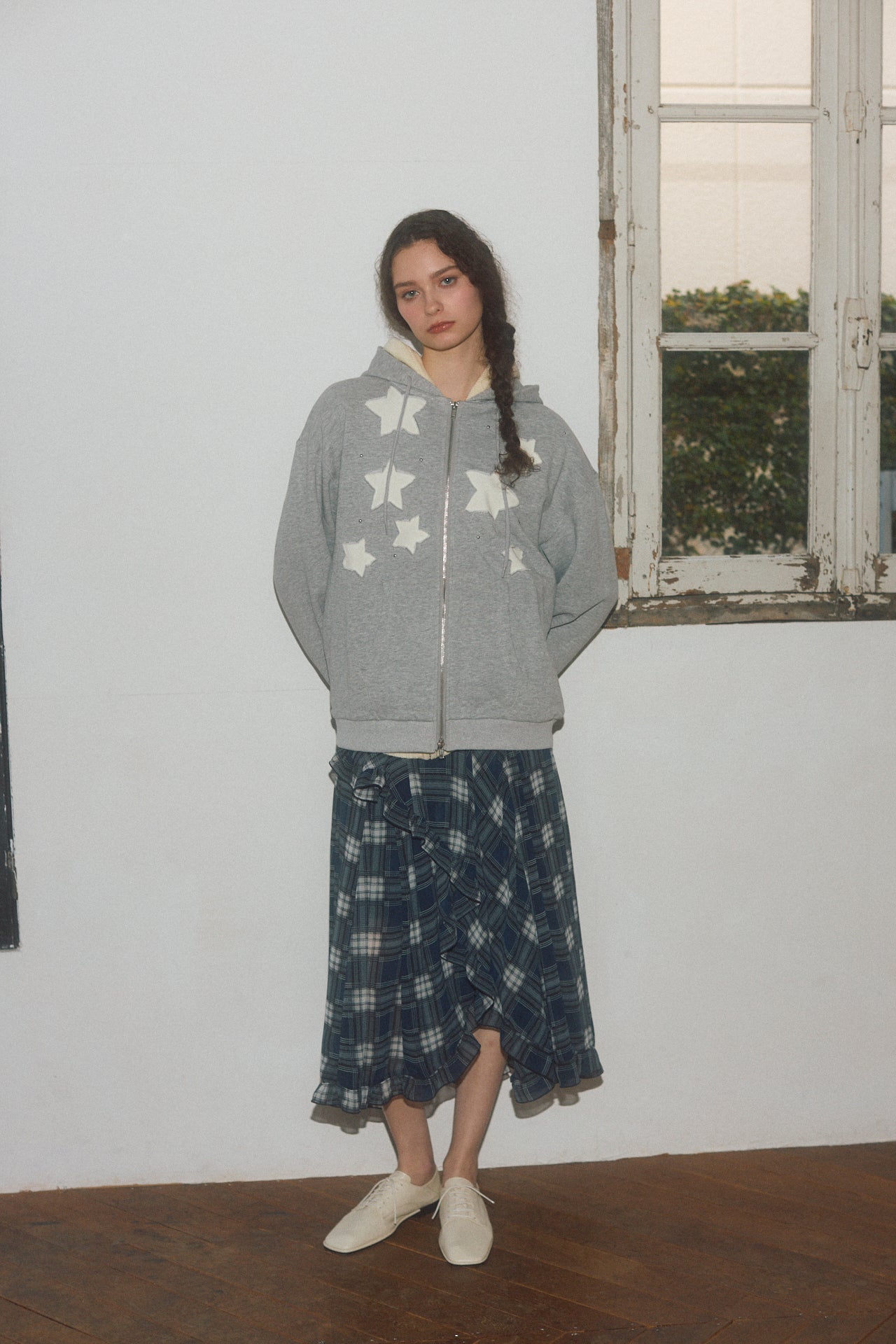 Star Patchwork Zip Hoodie