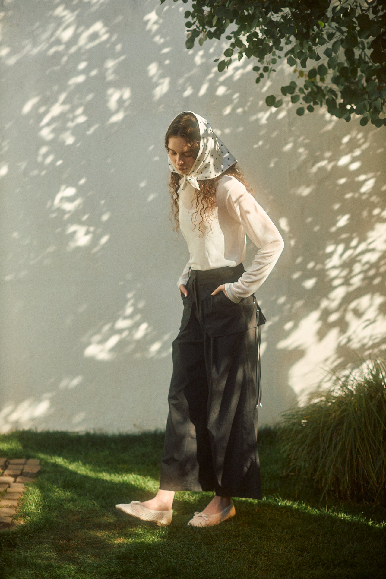 Skirt-Layered Nylon Pants