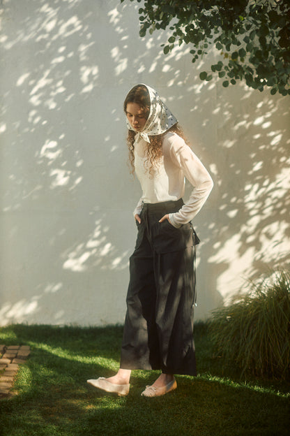 Skirt-Layered Nylon Pants