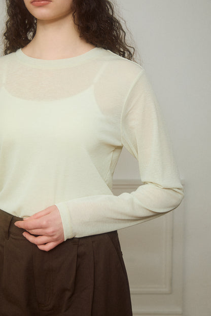 Basic Sheer Color Long-Sleeve T-Shirt