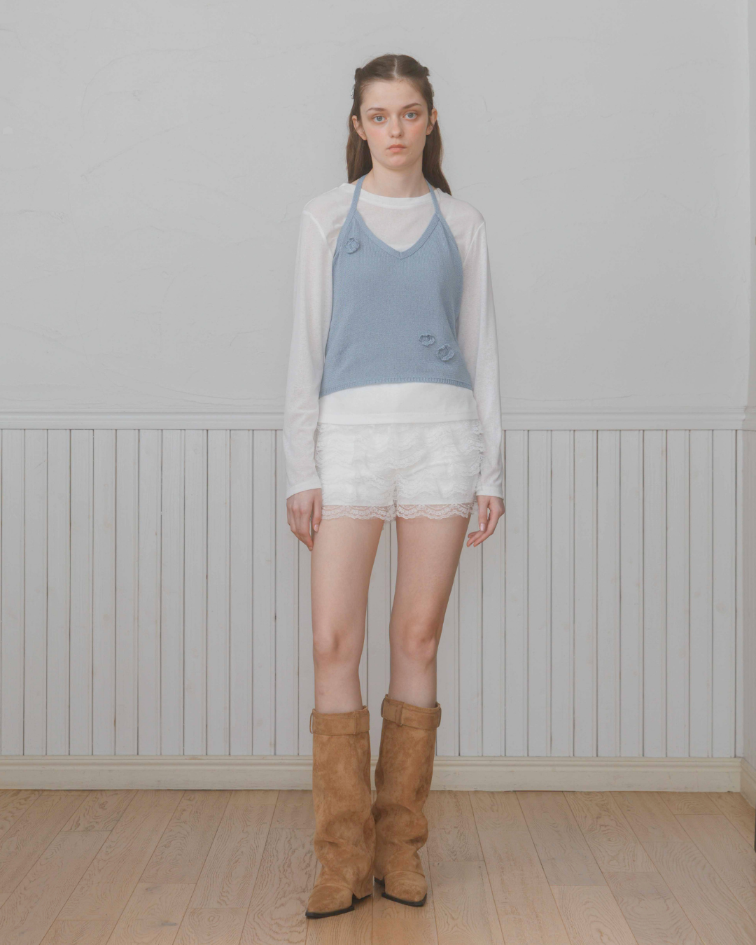 Rosette Halter neck Knit