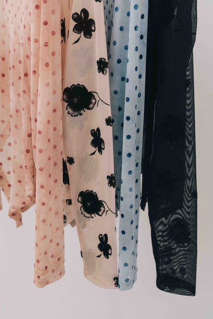 Printed Sheer Tops（beige/blue）