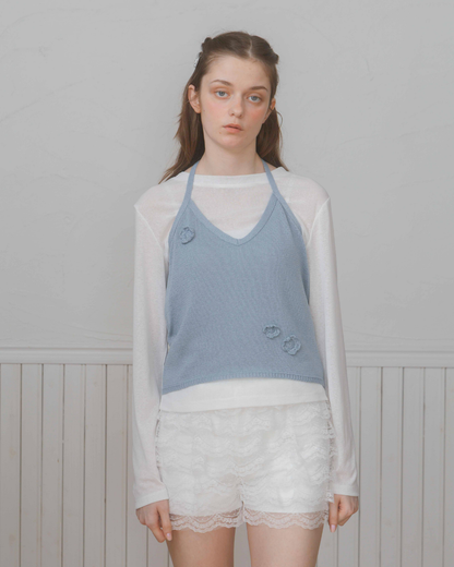 Rosette Halter neck Knit