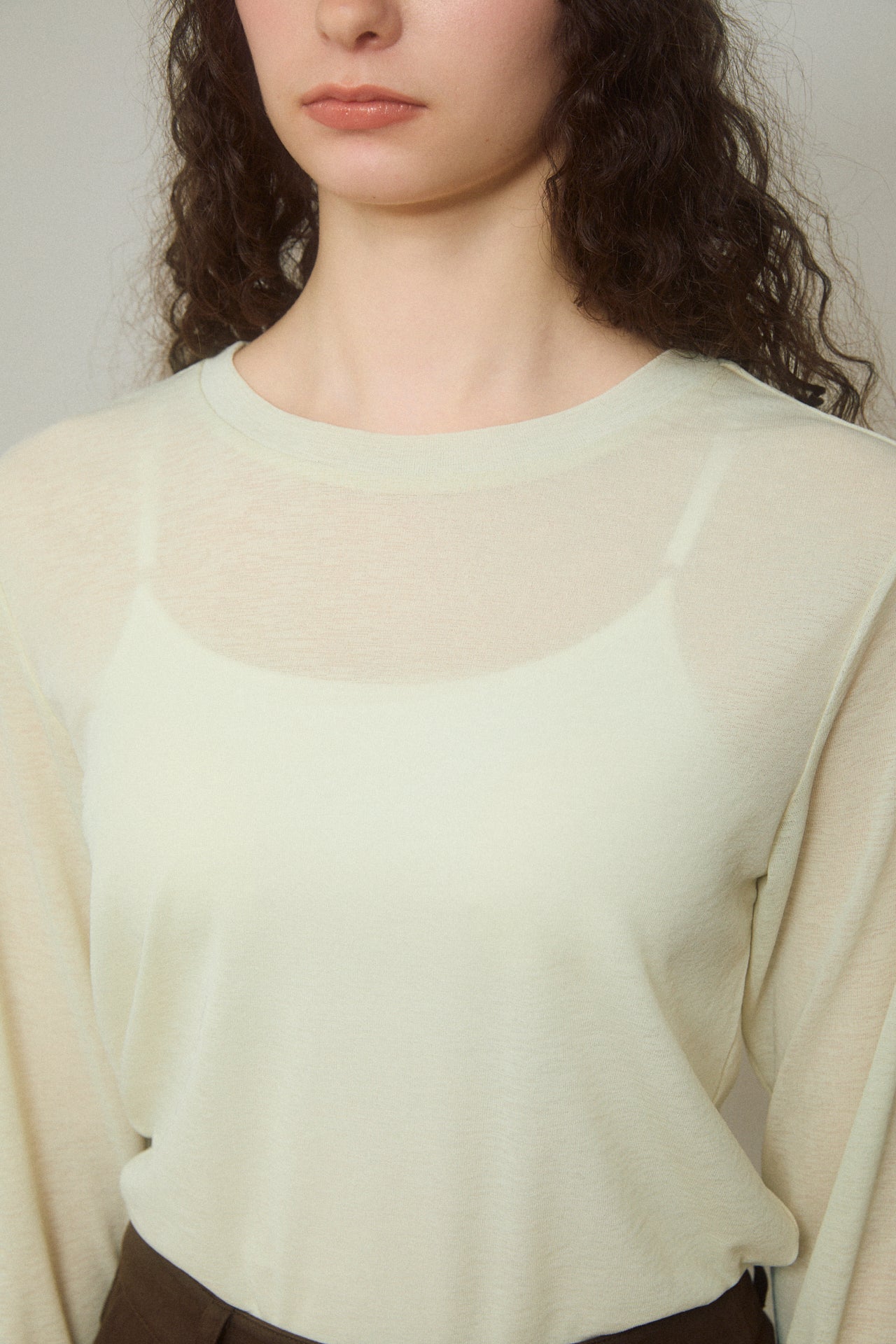 Basic Sheer Color Long-Sleeve T-Shirt