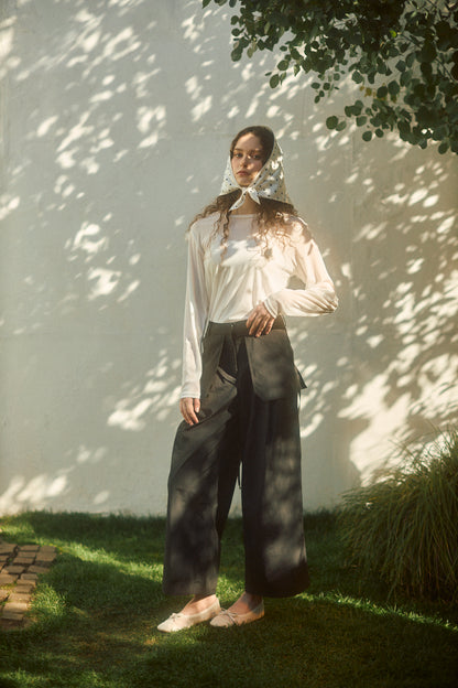 Skirt-Layered Nylon Pants