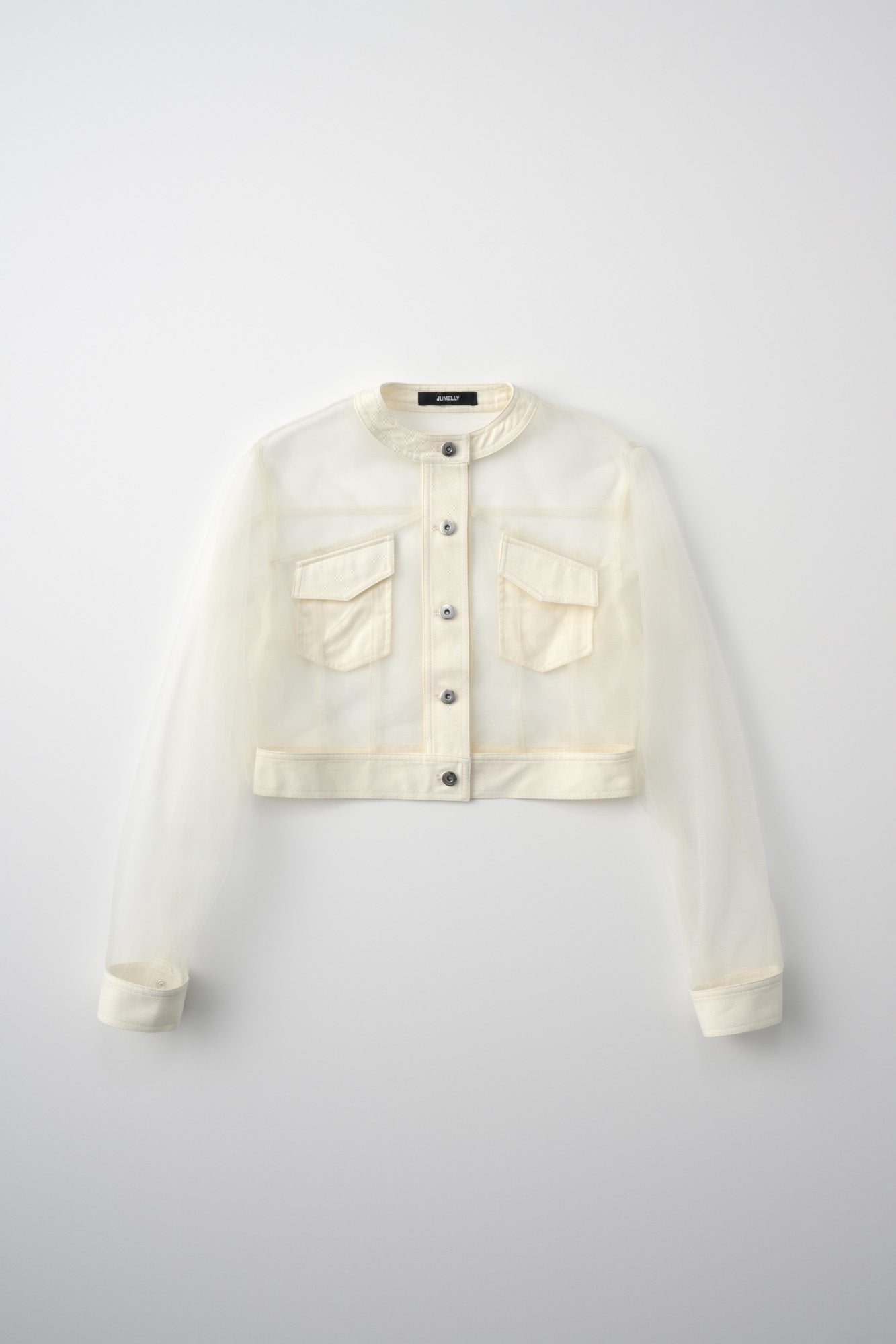 No-Collar Tulle Blouson