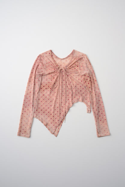 Printed Sheer Tops（beige/blue）