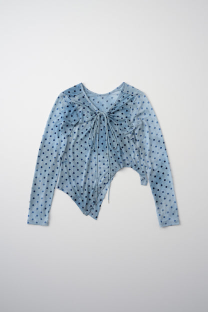 Printed Sheer Tops（beige/blue）