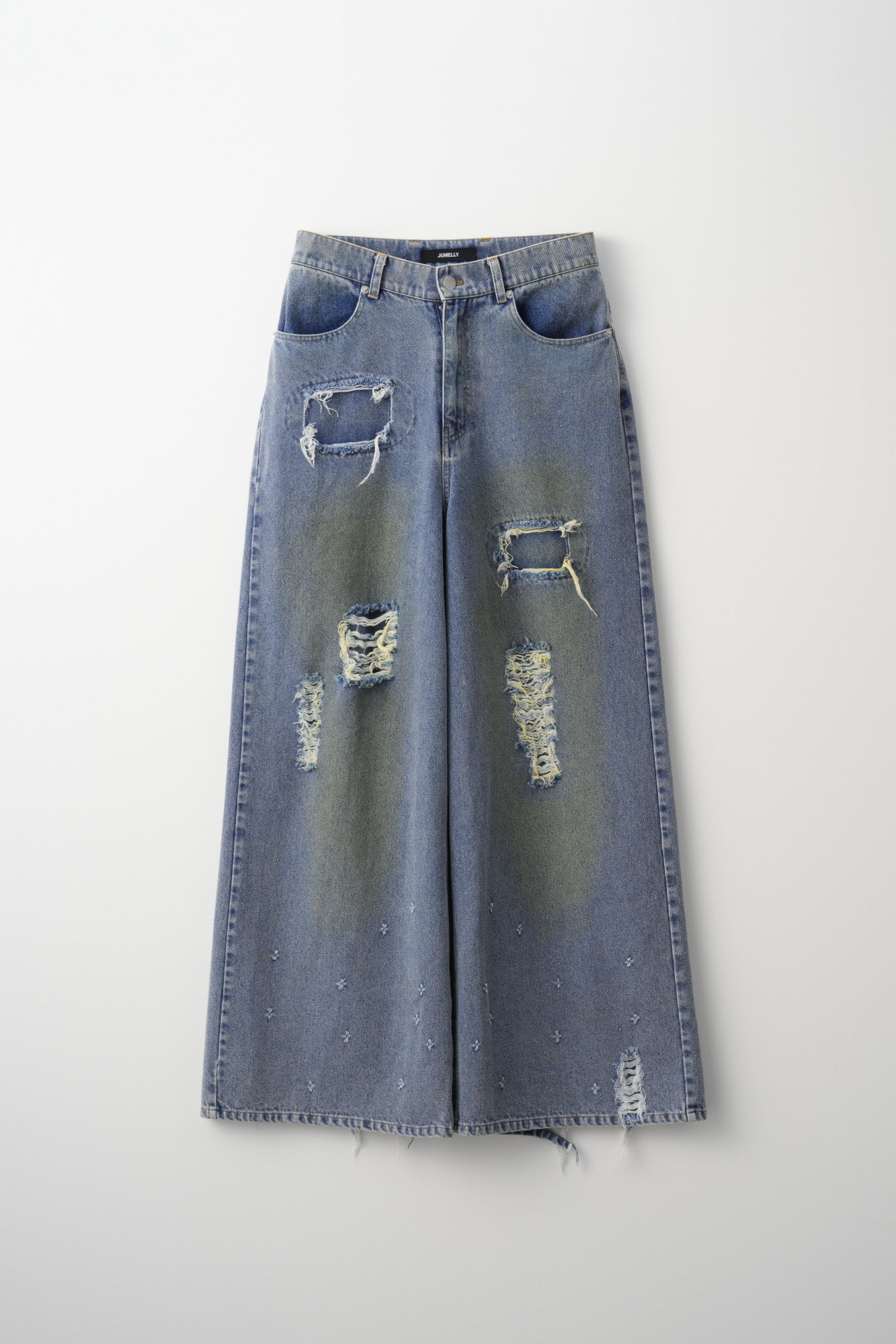 Wide Silhouette Distressed Denim