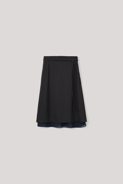 Tie-Waist Satin Skirt