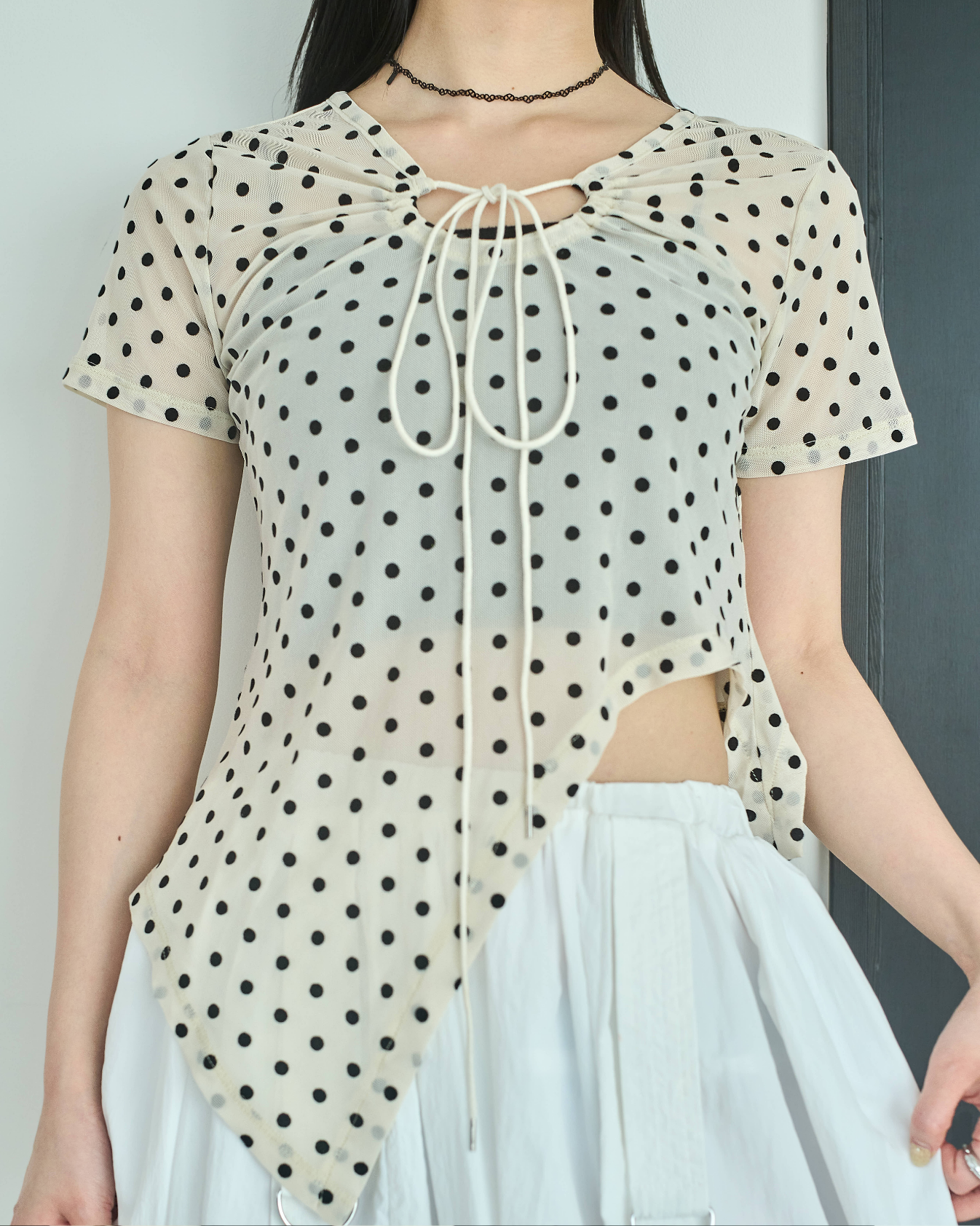 Printed Sheer Short Sleeve Tops