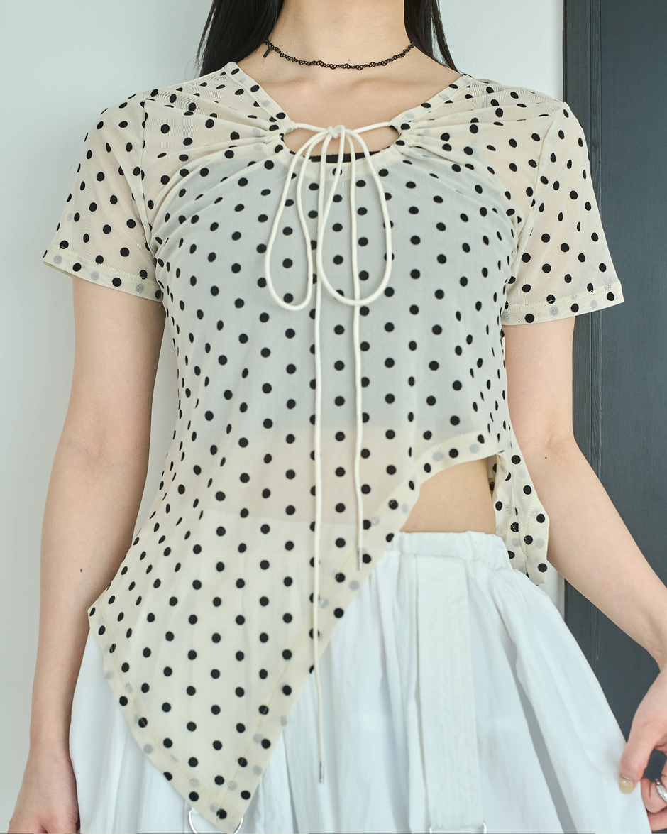 Printed Sheer Short Sleeve Tops